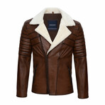 Quilted Arms Plush Collar Jacket // Light Brown (L)