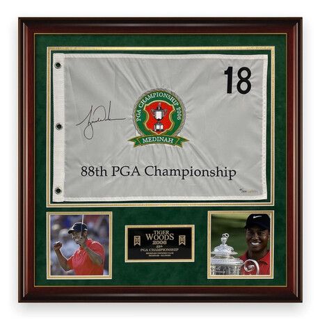 Tiger Woods // Signed 2006 PGA Championship Flag + Framed // Limited Edition #D/500