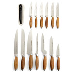 Bonded Teak Knives + Block // 15-Piece Set