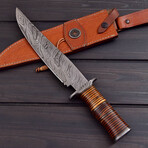 Damascus Hunting Bowie Knife // 5035