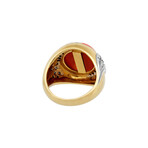 18K Yellow Gold + 18k White Gold Coral + Diamond Ring // Ring Size: 6.5 // New