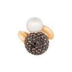18K Rose Gold Diamond + Pearl Ring // Ring Size: 8 // New