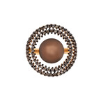 18K Rose Gold Diamond + Pearl Ring // Ring Size: 7 // New