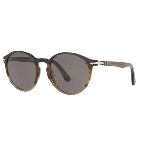 Men's PO3171S Polarized Sunglasses I // Black-Gray Striped + Smoke