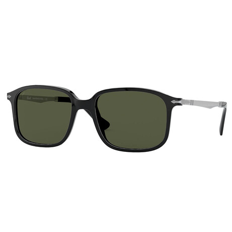 Men's PO3246S Polarized Sunglasses // Black + Dark Green
