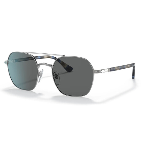 Men's PO2483S Polarized Sunglasses // Silver + Dark Gray
