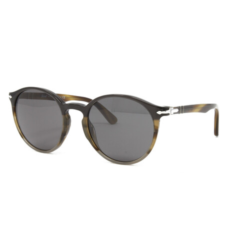 Persol // Men's // PO3171S 1135B1 - Size 52mm Sunglasses // Black Grey Striped