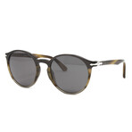 Persol // Men's // PO3171S 1135B1 - Size 52mm Sunglasses // Black Grey Striped