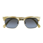 Unisex PO3199S Polarized Sunglasses // Striped Ivory + Gray Blue Gradient