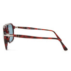 Men's PO3223S Polarized Sunglasses // Havana Brown + Blue