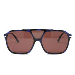 Men's PO3223S Polarized Sunglasses // Havana Blue + Burgundy