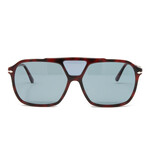 Men's PO3223S Polarized Sunglasses // Havana Brown + Blue