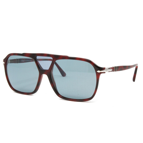 Men's PO3223S Polarized Sunglasses // Havana Brown + Blue