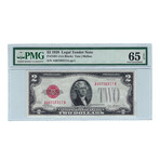 1928 $2 Small Size Legal Tender Note // PMG Certified Gem Uncirculated 65 PPQ