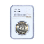 1952 Franklin Half Dollar // NGC Certified MS67 FBL // Wood Presentation Box