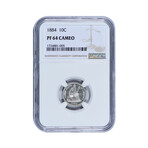 1884 Seated Liberty Dime // NGC Certified PF64 CAMEO // Deluxe Collector's Pouch