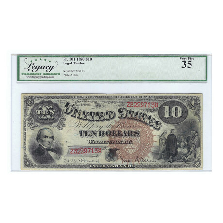 1880 $10 Large Size United States Note // Legacy Certified VF35