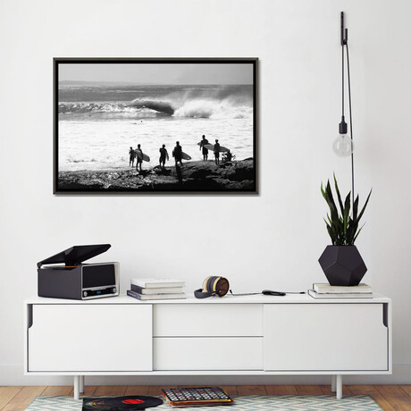 Silhouette of surfers standing on the beach, Australia by Panoramic Images (18"H x 26"W x 0.75"D)