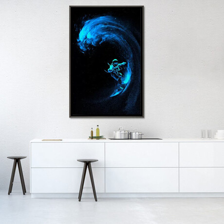 Space Surfing Blue Wave by Nicebleed (26"H x 18"W x 0.75"D)