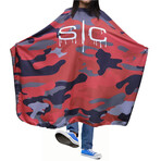 Professional Barber Camo Design Water Resistant Hair Cutting Cape One Size (Red Camo)