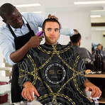 Professional Barber Chain Design Water Resistant Hair Cutting Cape One Size (Black Bling)