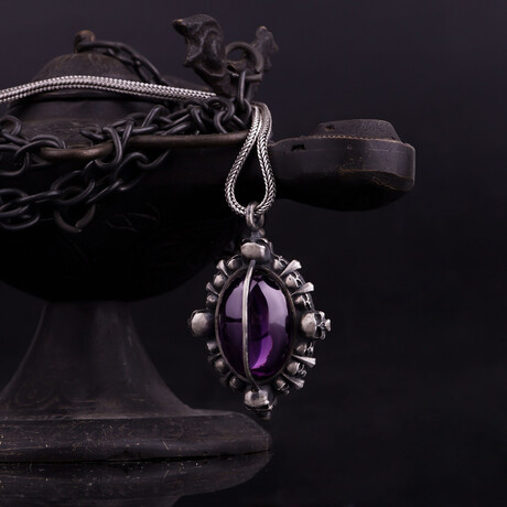 Skull and Amethyst Necklace