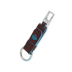 Leather-Insert Keychain // Brown + Blue