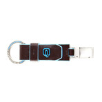 Leather-Insert Keychain // Brown + Blue