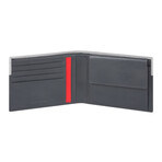 Leather Wallet With Coin Holder // Gray + Black + Red