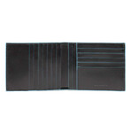 Leather Wallet // 12 Compartments // Black + Blue