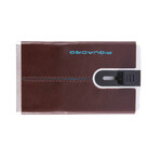 Leather Sliding-System Card Case // Brown + Blue