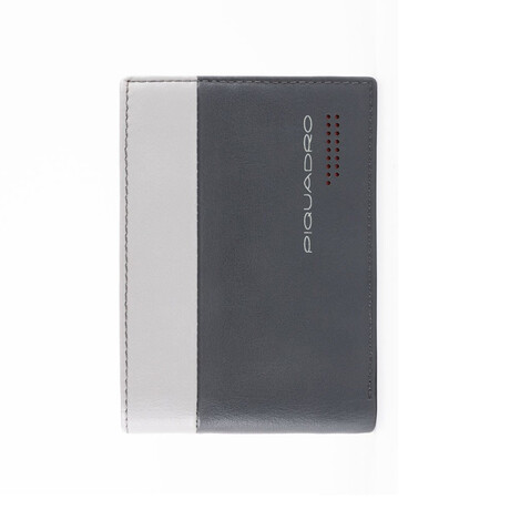 Leather Wallet With Coin Holder // Gray + Black + Red