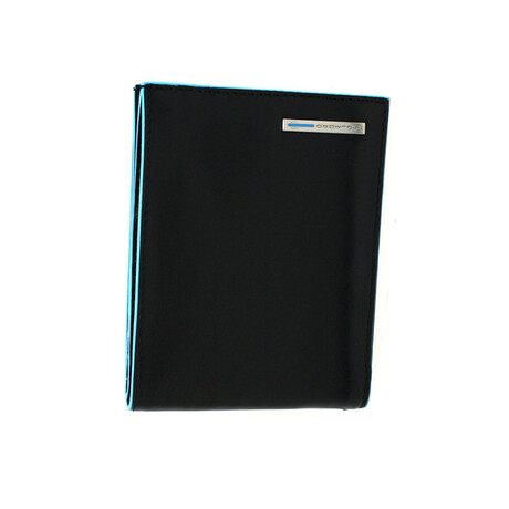 Leather Wallet // 12 Compartments // Black + Blue