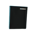 Leather Wallet // 12 Compartments // Black + Blue