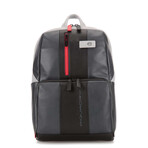 Leather Backpack // Gray + Black + Red
