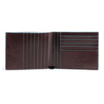 Leather Wallet // 12 Compartments // Brown + Blue