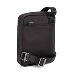 Textile + Leather Crossbody Bag // Black