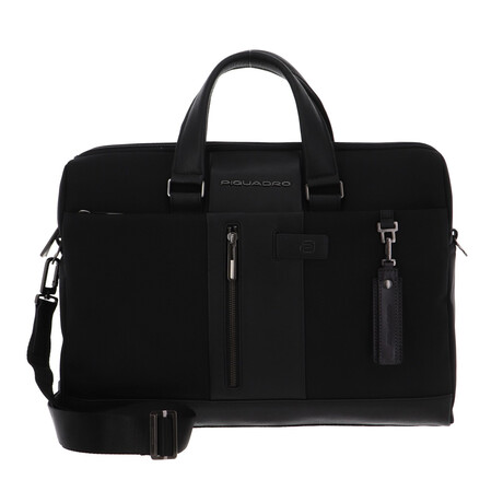 Textile + Leather Laptop Bag // Black