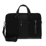 Textile + Leather Laptop Bag // Black