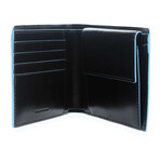 Leather Wallet With Coin Purse // Black + Blue