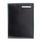 Leather Wallet With Coin Purse // Black + Blue