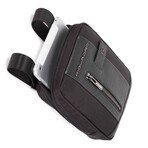 Textile + Leather Crossbody Bag // Black