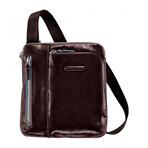 Leather iPad Crossbody Bag // Brown + Blue