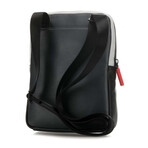 Leather Crossbody Bag // Gray + Black + Red