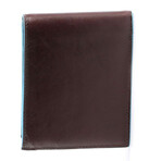 Leather Wallet // 12 Compartments // Brown + Blue