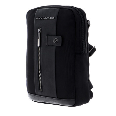 Leather + Nylon Crossbody Bag // Black