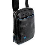 Leather iPad Mini Crossbody Bag // Black + Blue