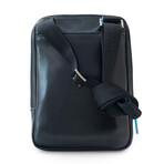 Leather iPad Mini Crossbody Bag // Black + Blue