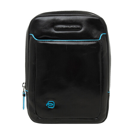 Leather iPad Mini Crossbody Bag // Black + Blue