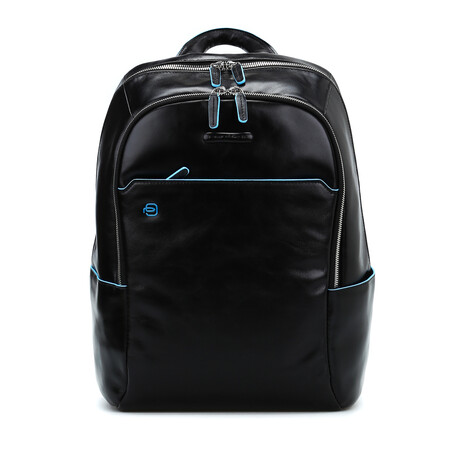 Leather Backpack // Black + Blue